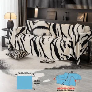 Zebra Stripe Sofa Cover - Plush & Pet-Friendly, Anti-Scratch