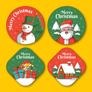 Christmas season celebration labels collection