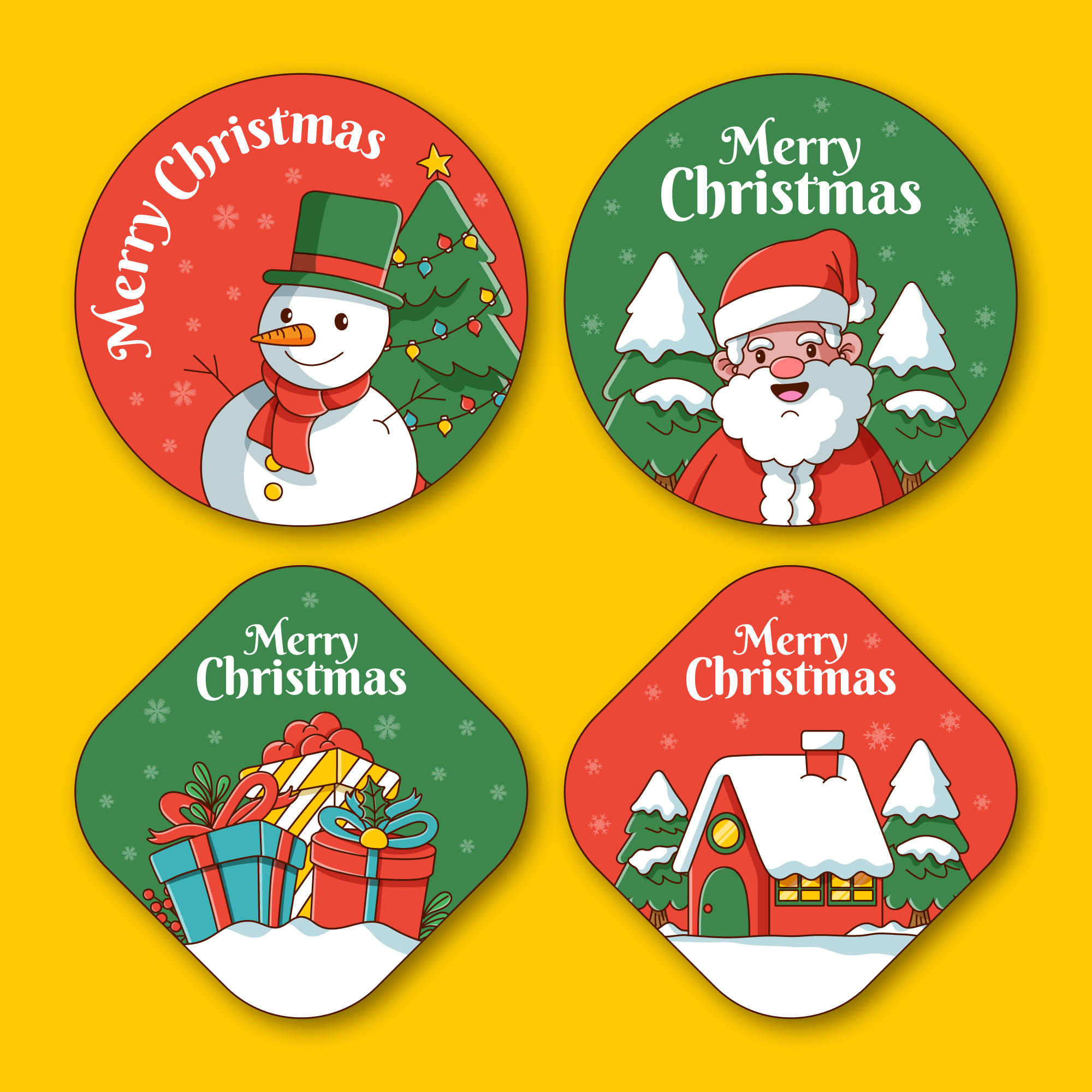Christmas season celebration labels collection
